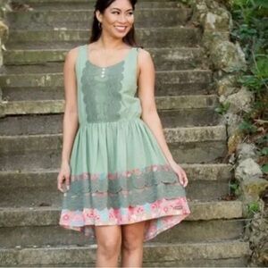 Matilda Jane Light Rising Sage Green Lace Fit and Flare Dress Size XS